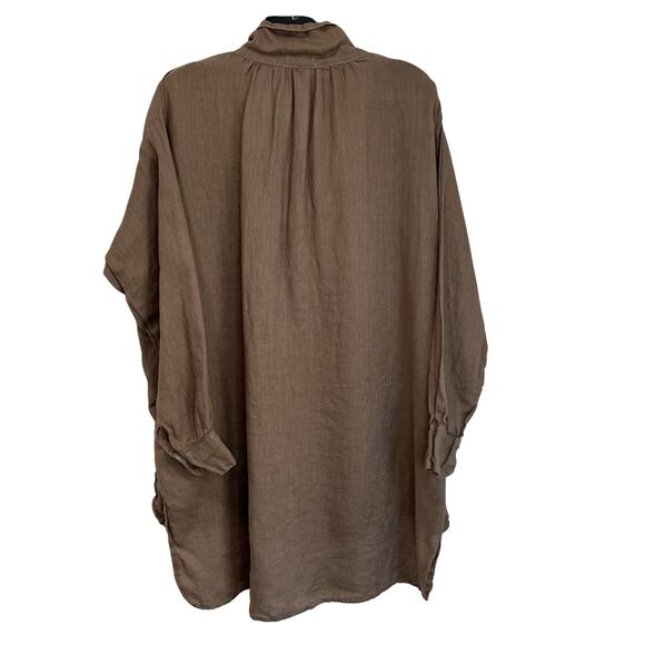 CP Shades 100% Linen Tunic Top Size S Brown Oversized Lagenlook Boho - Picture 2 of 7
